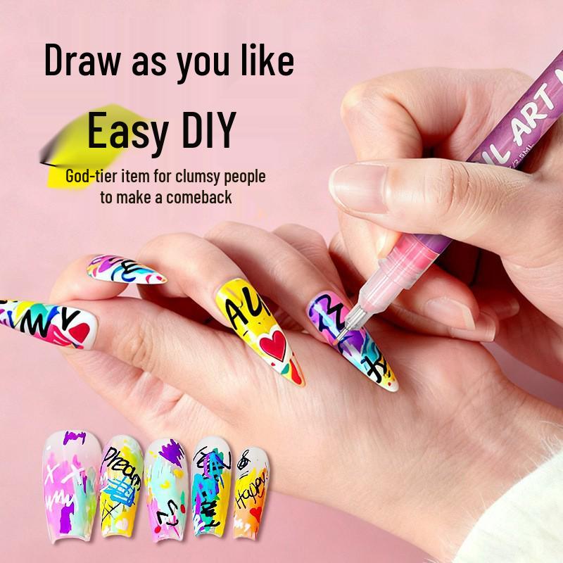 Cross-border Hot Selling Soft Tip Fine Tip DIY Nail Art Graffiti Acrylic Paint Pen
