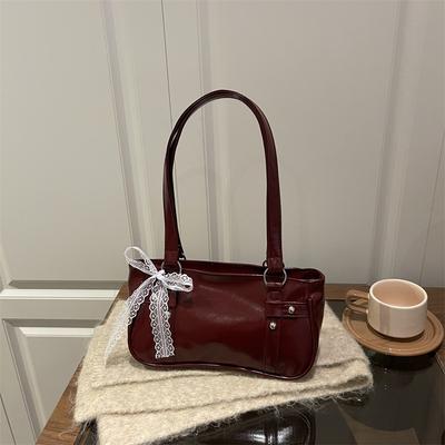 French Niche Bag Women's New Bow Pillow Bag Shoulder Messenger Bag Portable Baguette Bag