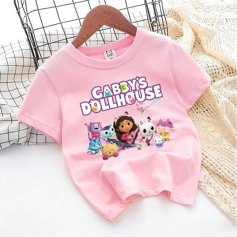 

Gabbys Dollhous Child Cotton T-shirt Short Sleeve Anime Cartoon Print Girl Toddler Tees Streetwear Casual Kids Cute Clothes Tops 110
