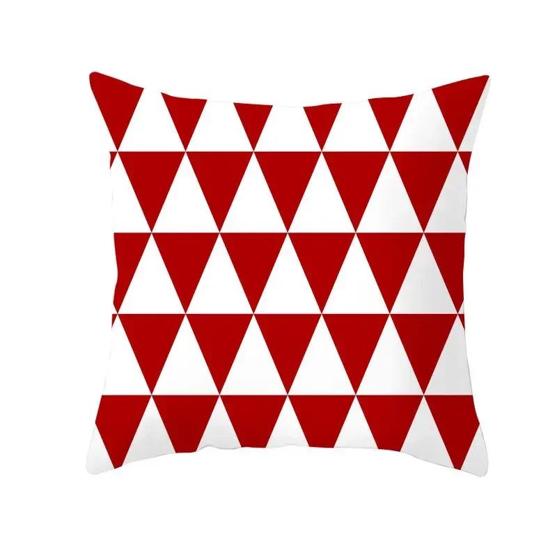 Red Geometric Pillowcase Living Room Sofa Cushion Polyester Pillowcase Home Bedroom Car Decorative Pillowcase 45X45Cm