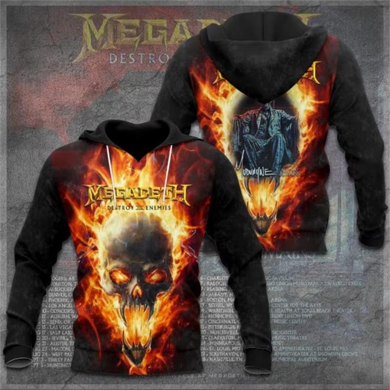 Rock Band Megadeth Hanorace cu Imprimeu 3D Bărbați Femei Modă Retro y2k Hanorac Grafic Hanorac Îmbrăcăminte Bărbați Trening Bărbați Cadou Fan