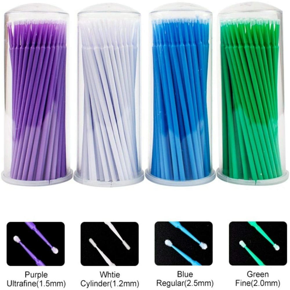 400Pcs 1.2-2.5Mm Dental Disposable Micro Applicator Brush /Disposable Eyelash Brushes With Protable Box Dentist Extension Tool