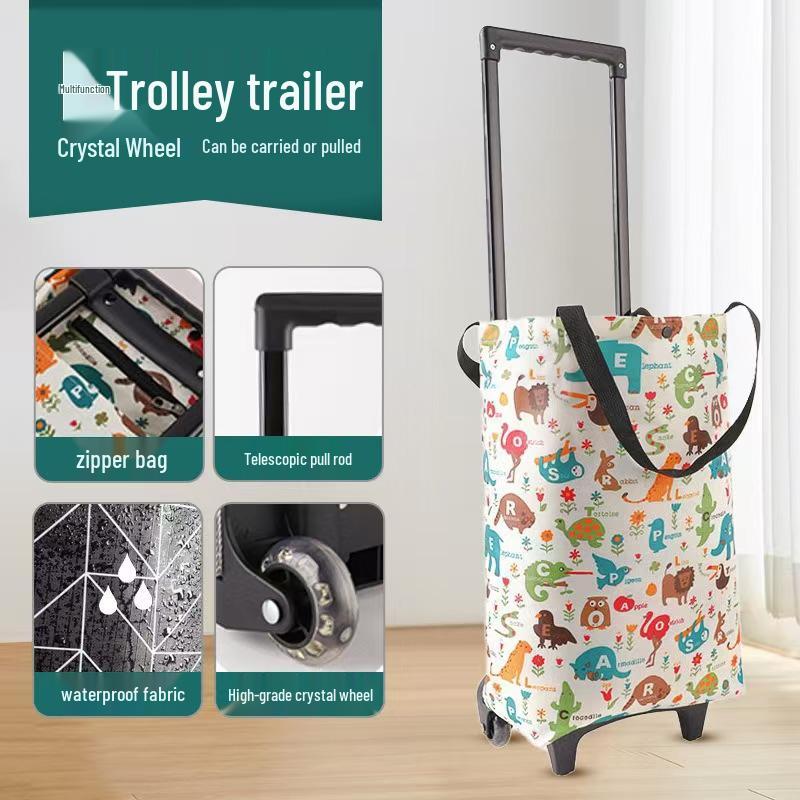 Compact Folding Travel Trolley Bag with Wheels - Ideal for Camping, Shopping, and Household Use