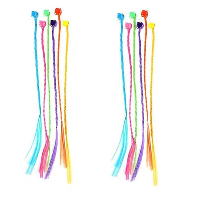 SaveSooo Kinder Zopf Haarverlängerungen, Zopf Clips, Kinder Haaraccessoires, Kinder Haarspangen, Perücken, Geflochtene Perücken Clips (6 Farben, je 2 Stück)