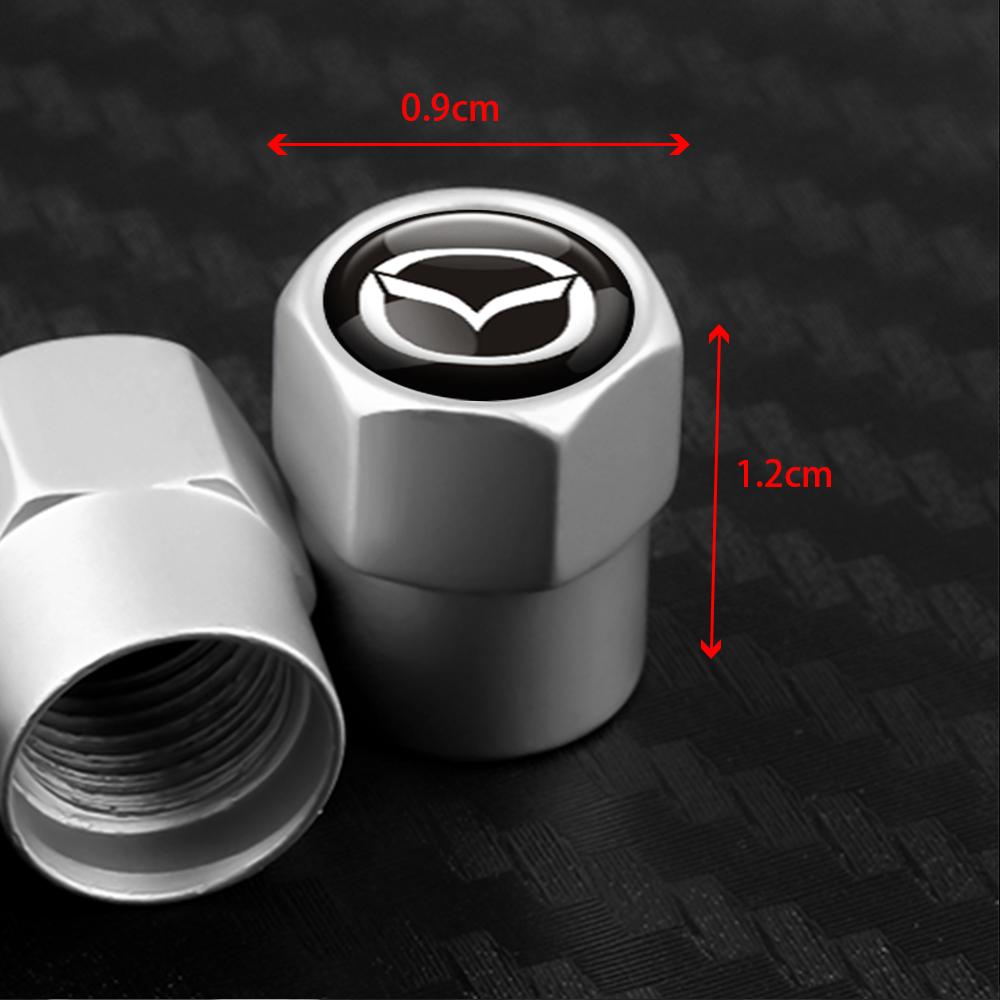 4Pcs Aluminum Car Wheel Tire Air Valve Caps Tyre Dust Cover Accessories for Mazda 2 3 Bk 6 Gg Gj Gh Cx5 Cx30 Cx3 Cx7 Mx5 Axela