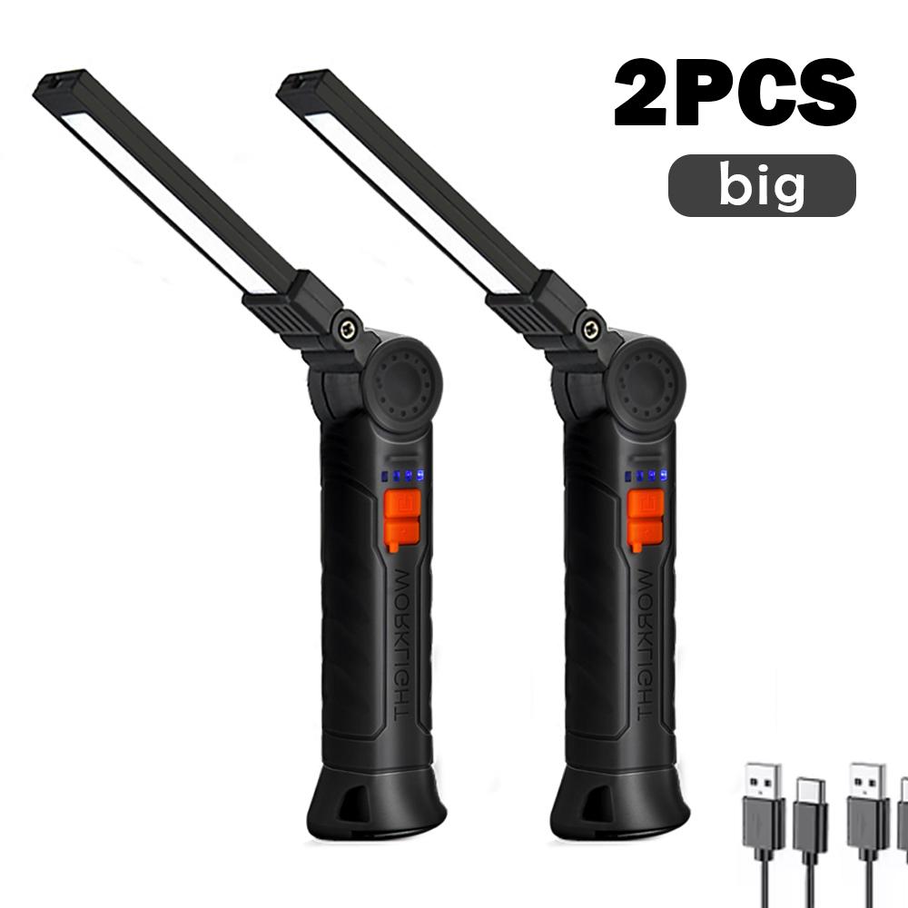 Rechargeable Work Lights LED Folding Flashlight with Magnetic Base COB Light 360°Rotate Car Repair Home Garage Emergency Camping