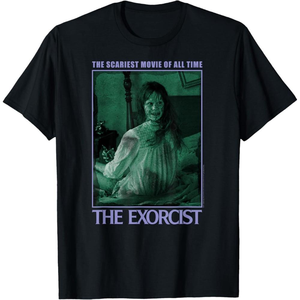 The Exorcist Movie T-Shirt Iconic Possessed Regan MacNeil Priest Scene Print Soft Comfortable Unisex Horror Film Tee for Men S