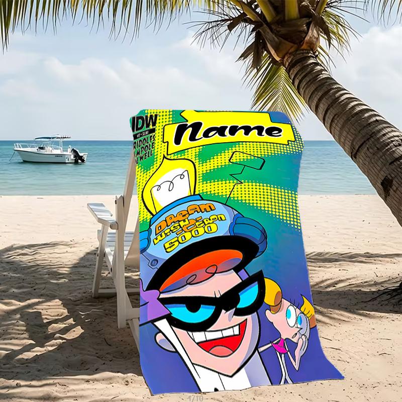 Customizable personalized beach towels Dexter's Laboratory themed designs.Suitable for the beach, yoga, sports;ideal as beach accessories