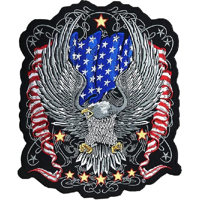 

PPXP Вышитая патриотическая нашивка, Патриотический орел Американские флаги Вышитые нашивки, Вышитая нашивка Орел Двигатель Мотоциклетный жилет Байкер Приутюжить, Eagle (flag&stars)