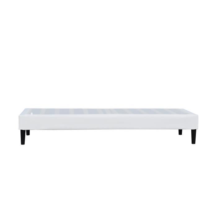 KD - Sommier 80x200 cm Tapissier dhoussable housse lavable Blanc Pieds en 20 cm 13 Lattes - anna- revetement Tissu Polyester