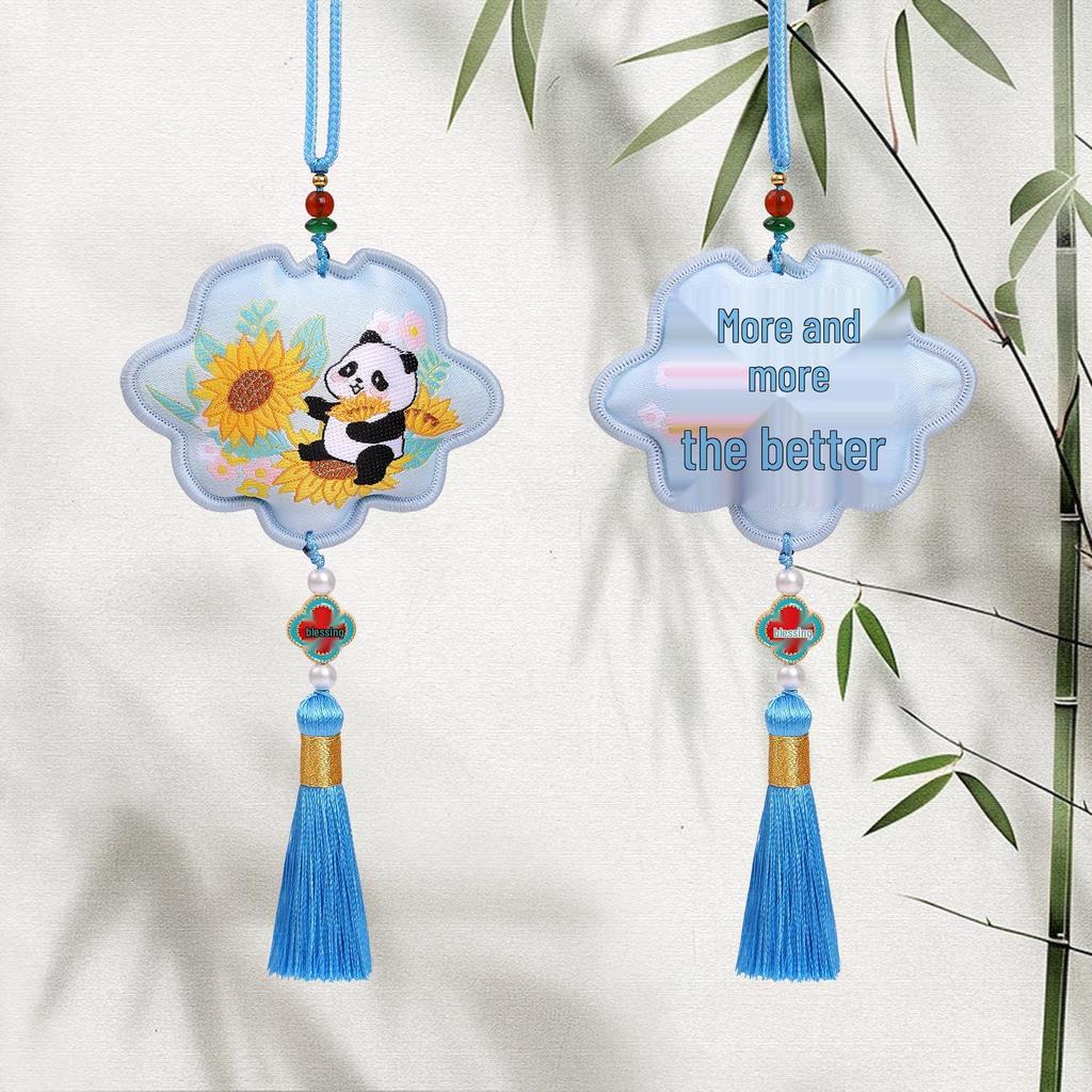 Panda Double-Sided Sachet Ornament - Dragon Boat Festival Embroidered Lucky Bag for Car or Hanfu.