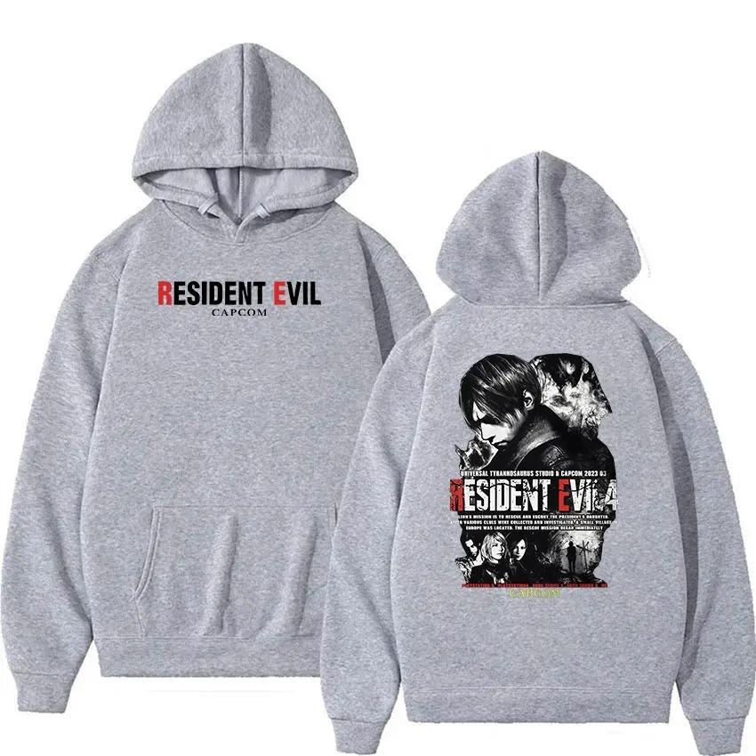 2026 CAPCOM Juego Resident Evil 4 Sudadera con Capucha Estampada para Hombre Vintage Manga Larga Pulóver Sudadera Moda Polar Oversize con Capucha Streetwear