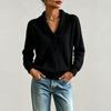Damen Pullover mit Kragen und Zopfmuster, lockere Passform - schmeichelhaftes Freizeit Oberteil
