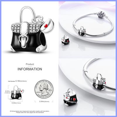 Fashion 925 Sterling Silver Handbag Luggage Charms Beads Fit Fashion 925 Original Bracelets Fine Anniversary Diy Jewelry Making