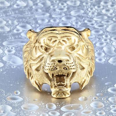 Tiger Head Men's Ring Retro Cross Border Titanium Electroplated Ring Jewelry