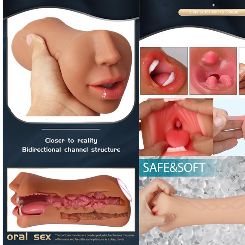 3 v 1 orální vagina, anální výstřik úst, mužská masturbátor, umělá kočička, erotické sexuální hračky pro muže
