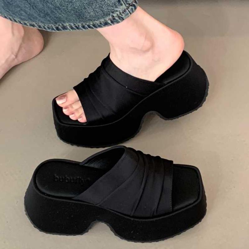 Summer Fashion Open Toe Leopard Print Platform Wedge Woman Slippers Chunky Heels Shoes Zapatos De Mujer