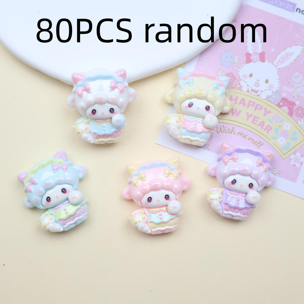 10/80PCS Bright Multi-color Lamb Cartoon DIY Cream Glue Small Accessories, Hole Shoe Buckle Material, Resin Small Accessories