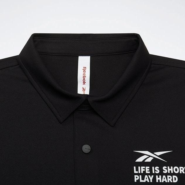 Reebok Casual Comfortable Knitted Short Sleeve Polo Shirt Men tops Black 24SRM401MGH0