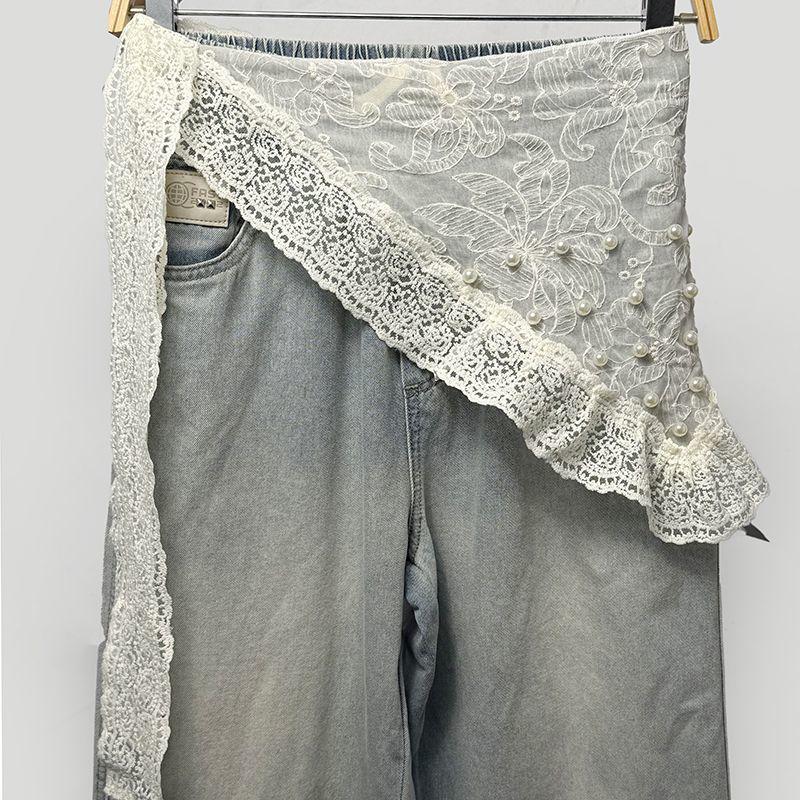 French-Style Retro Lace Triangle Scarf Belt with Tassel Waist Cincher Accessories