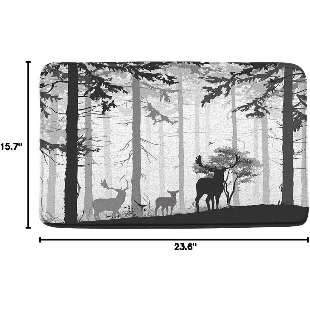 Misty Forest Deer Kitchen Carpet Living Room Shower Room Bedroom Floor Mat Balcony Hallway Non-slip Door Welcome  Entrance Rug