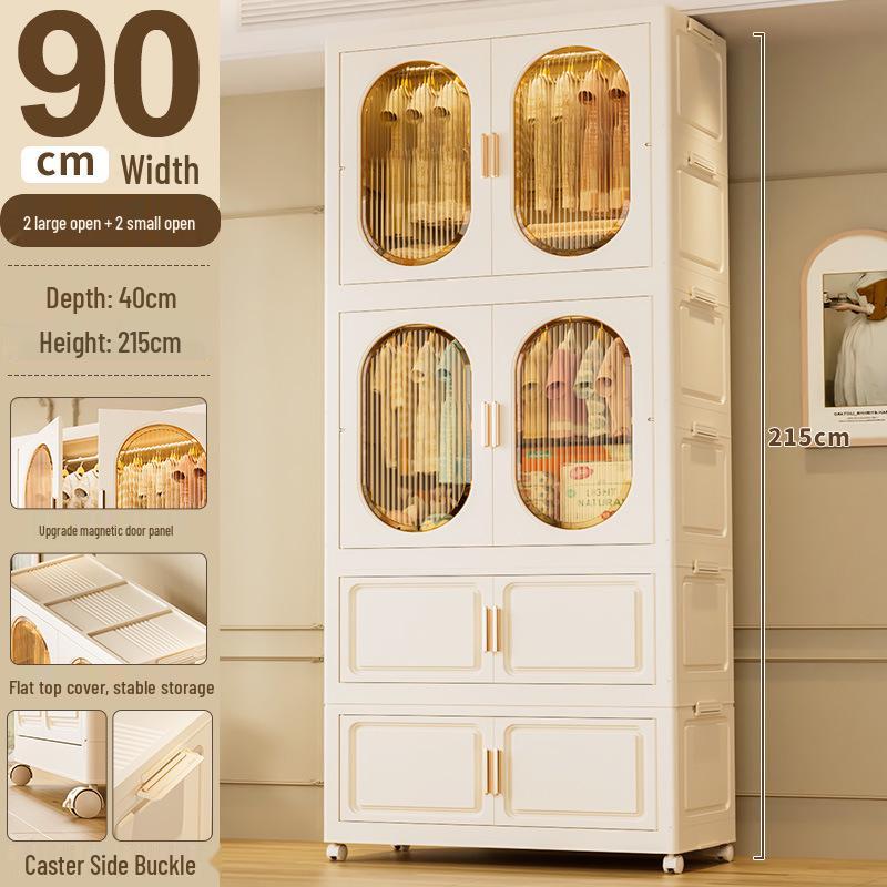 Children's Toy Storage Cabinet: Movable Multi-layer Thickened Wardrobe with Folding Shelves for Home and Bedroom