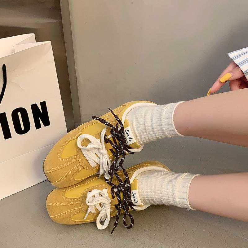 Double lace-up fashion sports casual shoes women's 2025 spring breathable dopamine niche Forrest Gump shoes retro German training shoes