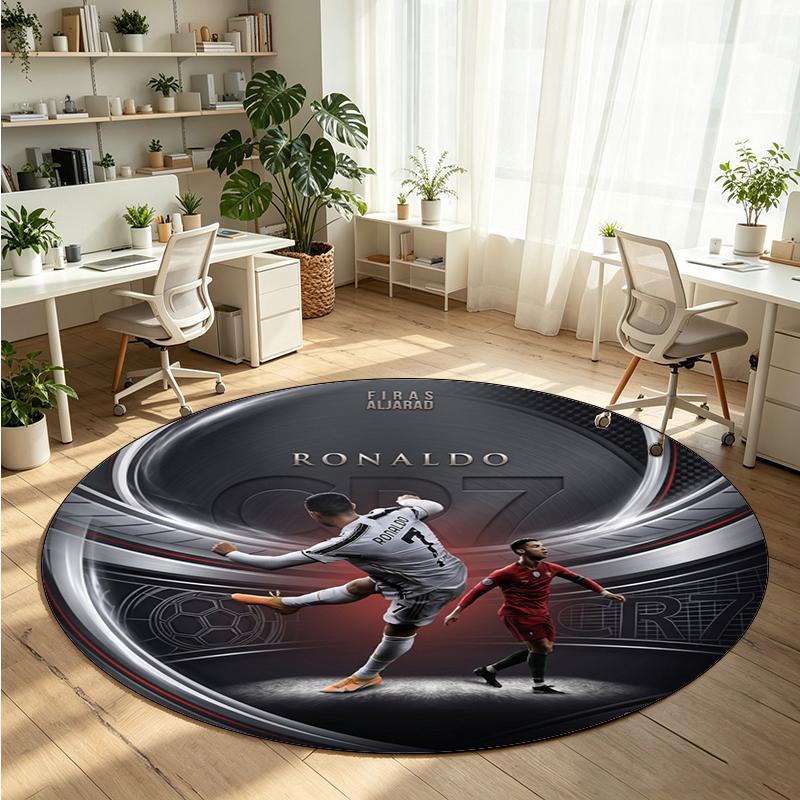 Cristiano Ronaldo Printed Round Crystal Velvet Rug Soft Non Slip Floor Carpet For Bedroom Holiday Gift