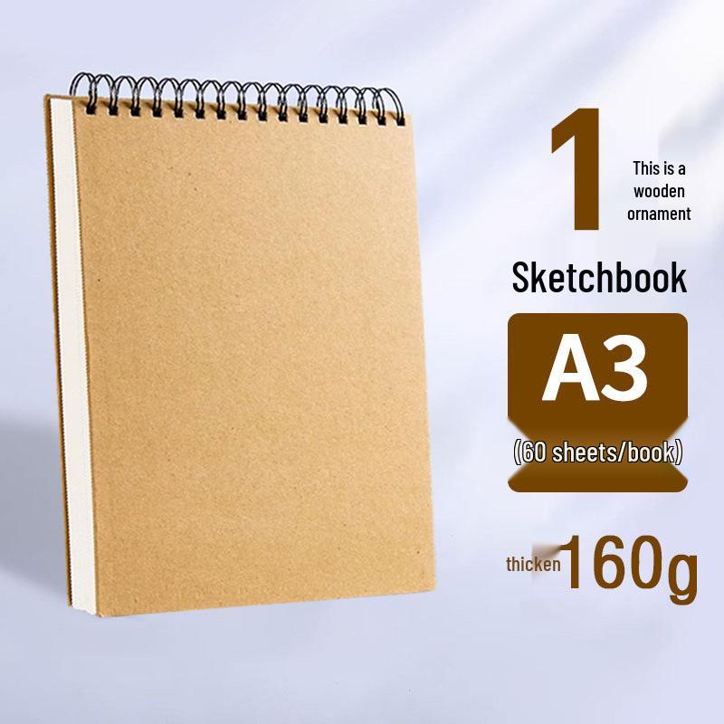 Thickened 160g Art Sketchbook for Students, A4/A5/8k, Side-Flip, Hard Cover
