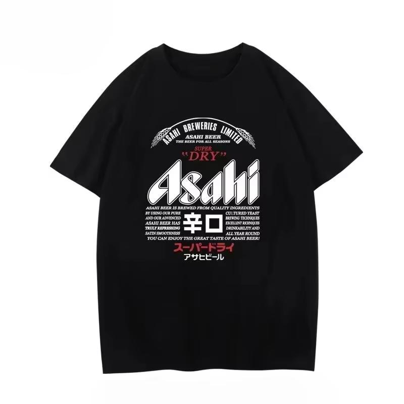 2026 New Asahi Beer Tshirt Asahi Beer Shortsleeved Summer Unisexs Clothing and Womens Clothing Couple Casual Sports Top T Shirt L