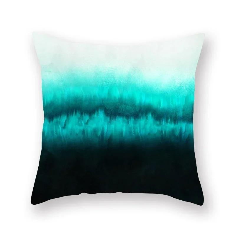 Abstract Geometric Pillowcase Flowers Leaves Teal Sofa Car Bedroom Home Decor Pillow Cushion Cover