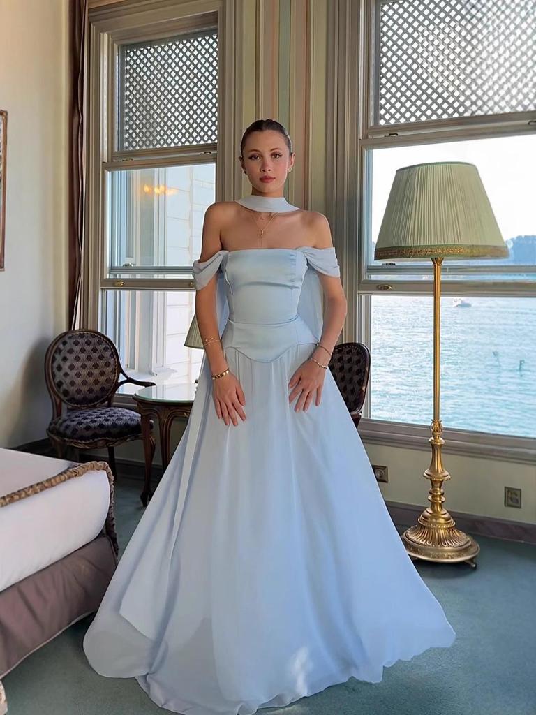 Rochie de seară elegantă cu mânecă scurtă, care accentuează talia, pentru femei
