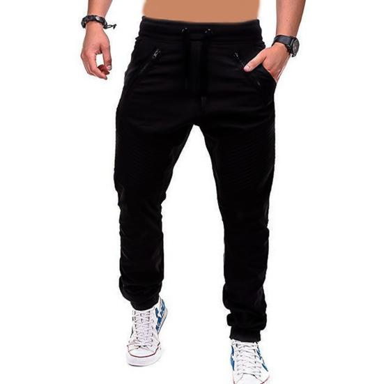 Pants Drawstring Adjustable Men Stripes Zipper Pockets Sports Trousers for Outdoor Activities