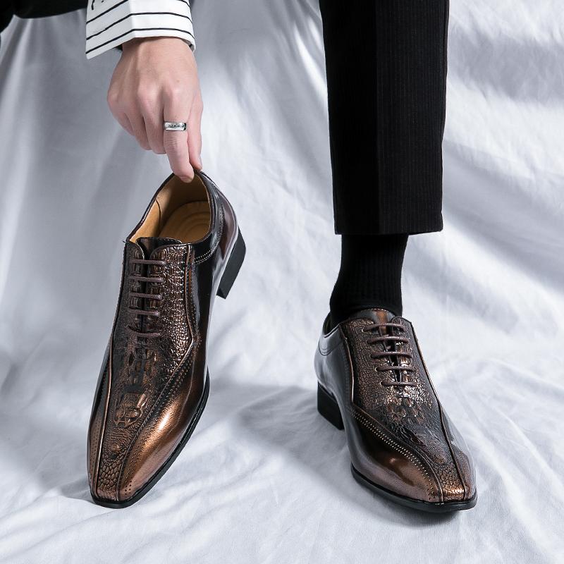New Business Men's Shoes Oxfords Square Toe Lace-up Spring Autumn Brown Black Mens Dress Shoes Zapatos De Vestir Hombre