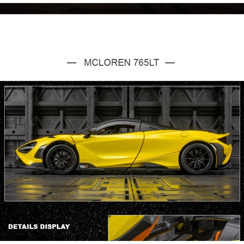 1/24 McLaren 765LT Sportwagenmodell aus Legierung, Druckguss- und Spielzeugfahrzeuge, Automodell aus Metall, hochsimulierte Sammlung, Kinderspielzeug, Geschenk