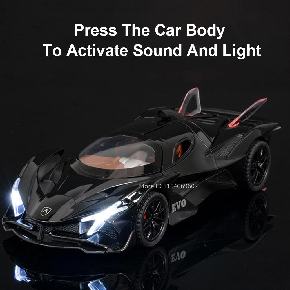 1:32 Escala Apollo Evo Juguete de Coche Modelos Aleación Fundición a Presión Coches Deportivos Retracción Sonido Luz 2 Puertas Abiertas Vehículos de Carrera Regalo Para Niño