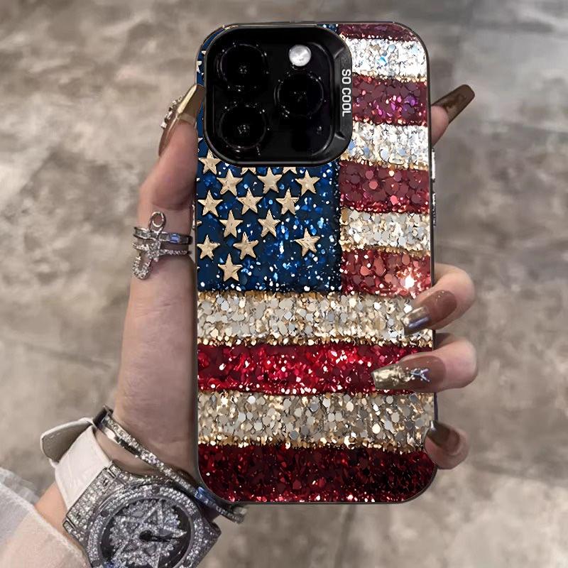 American Flag Pattern Design IMD Phone Case For iPhone 17 16 Pro Max 15 Plus 14 13 12 11 17Air 16E XS X XR Shockproof Hard Cover