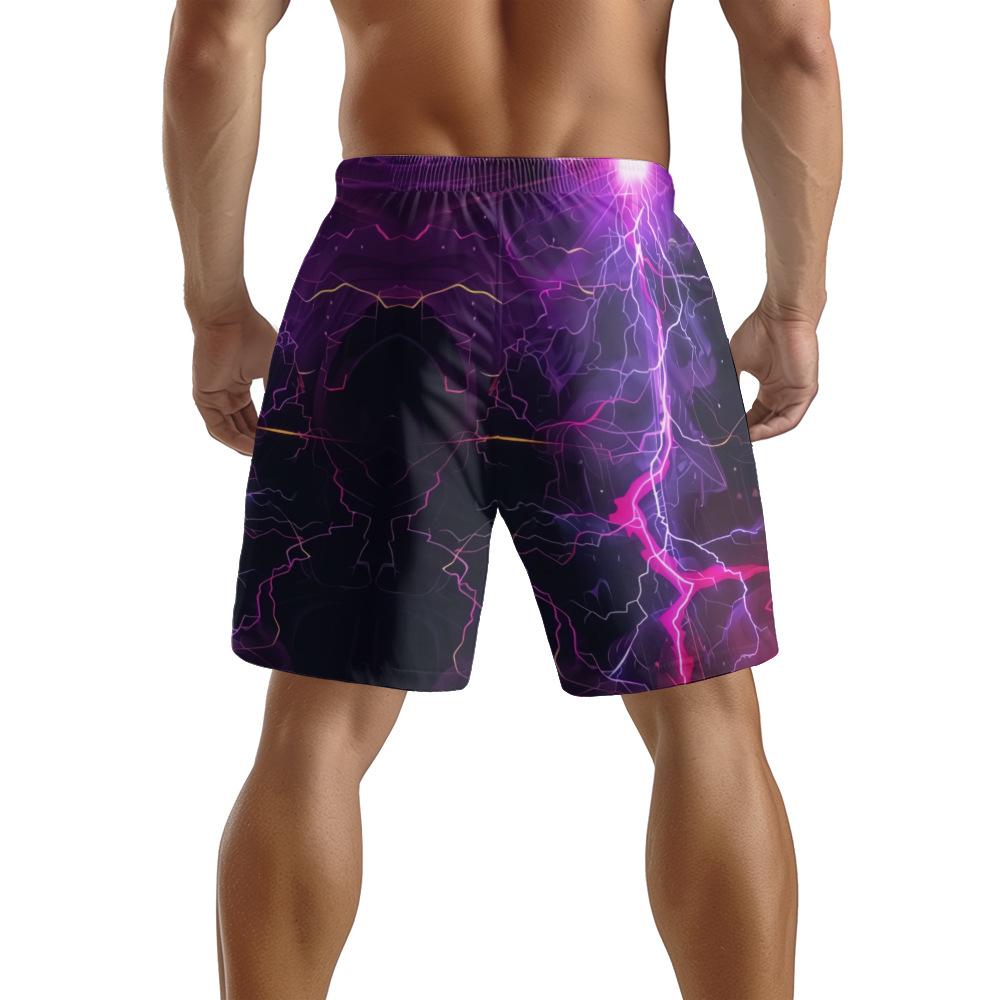 Pantaloncini Casual da Uomo con Elemento Fulmine Oscuro Naturale Europeo e Americano Pantaloni da Spiaggia