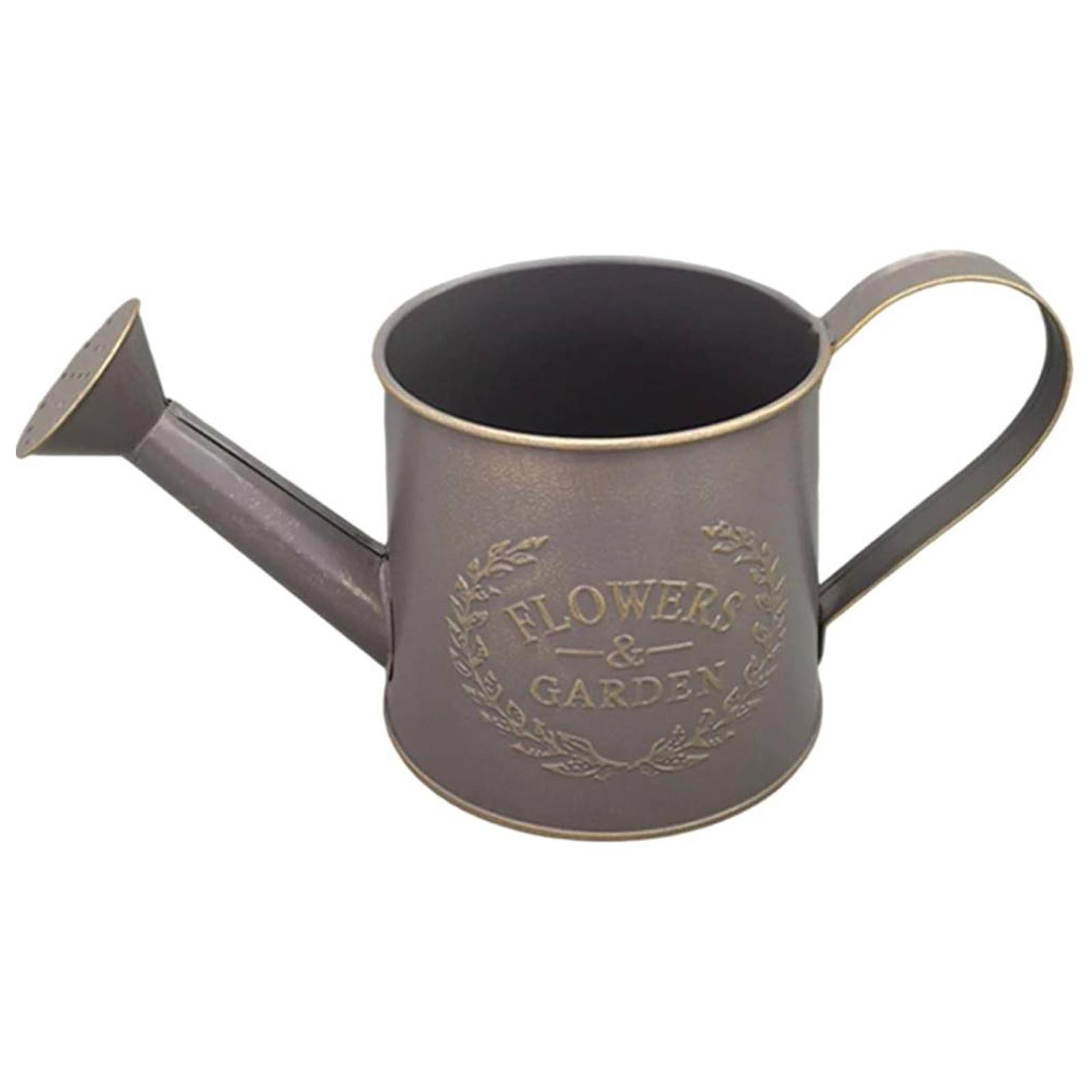 Metal Garden Watering Can with Handle Metal Rustic Watering Can Small Garden Watering Bucket for Flowers Indoor & Outdoor Plants серый