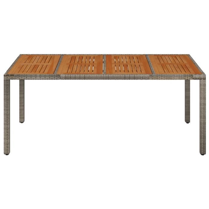 VidaXL Garden Table Wood Top Grey 190x90x75 Cm Woven Resin, Garden Furniture, Outdoor Furniture, Table, Table 319906