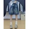Plus Size Vintage American A-line High Waist Denim Shorts for Women - Summer Slimming Wide Leg Capris