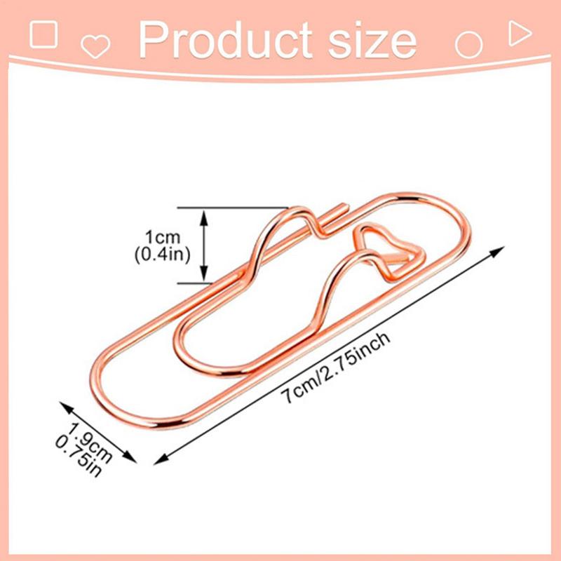 8pcs Love Shaped Paperclips Multifunctional Paper Fix Metal Pen Holder Clip Journal Document Clips Notebook Pin Accessories