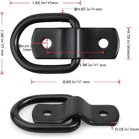 D Ring Tie Down Anchor 1/4" Heavy Duty Trailer Anchor Lashing Rings 2400 Lbs Capacity Trailers Trucks Bed Anchors Bracket Hooks Kit For