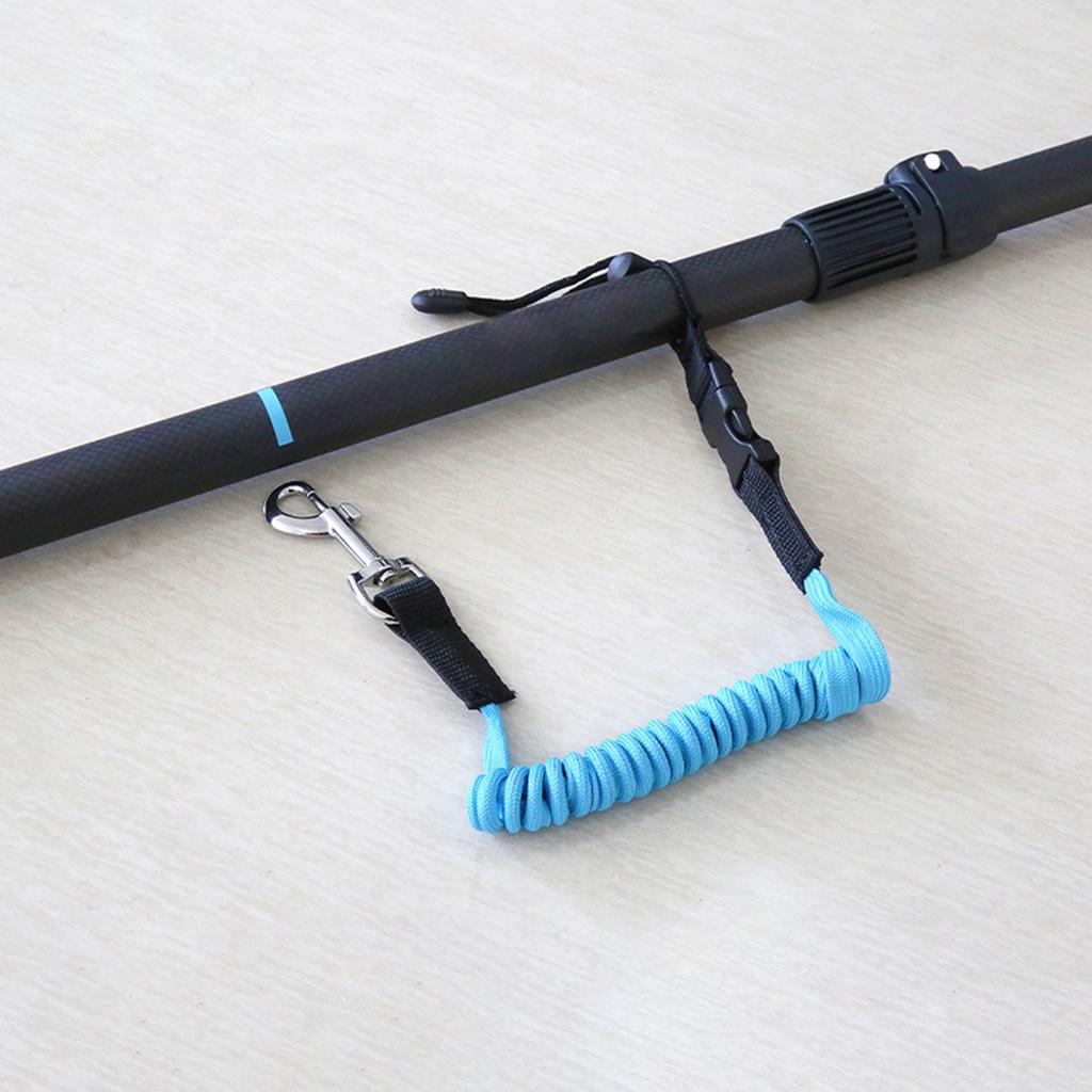 Safety Cord Adjustable Canoe Paddle Leash Coiled Safety Lanyard Strap with Snap Hook for Kayak Securing Surfing Cycling
