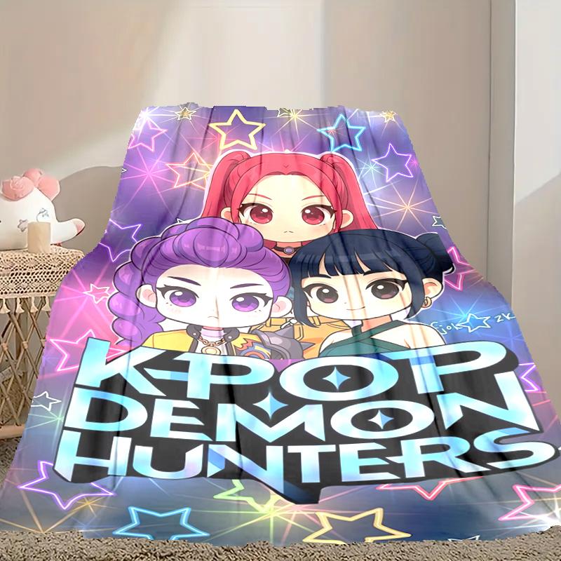 [1pc Kpop Demon Hunters Blanket] All-Season Blanket - Cozy Blanket for Sofa Couch Home Decoration, Digital Printed Nap Blanket
