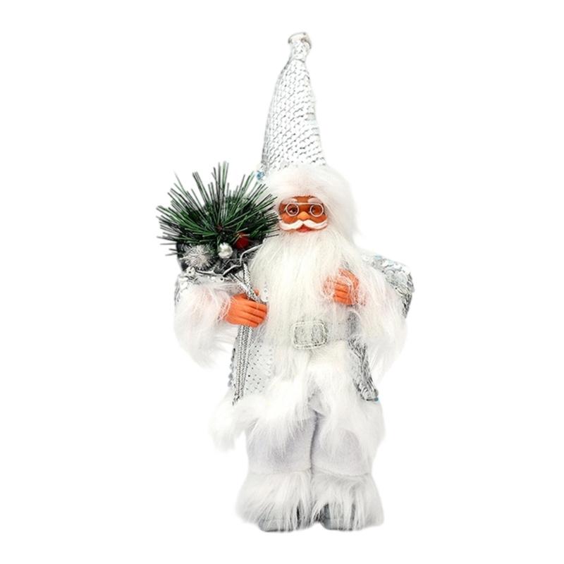 

Christmas Festives Santa Ornament 11Inch Fabric Figurine Holiday Decoration For Indoor Photography And Party Themes білий