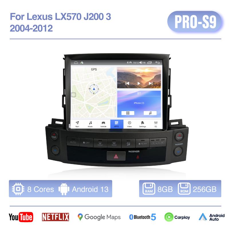 10.4inch For Lexus LX570 J200 3 2004-2012 GPS Navigation Stereo  Car Radio Multimedia Player Android13 Auto Carplay 4G 360camera