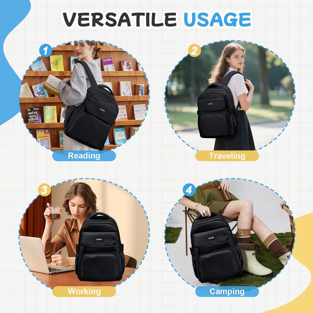 Wasserdichter Bücherrucksack Lässiger Leichter Reise Rucksack Tagesrucksack Rucksäcke College High School Taschen Rucksack für Jungen Mädchen Teenager