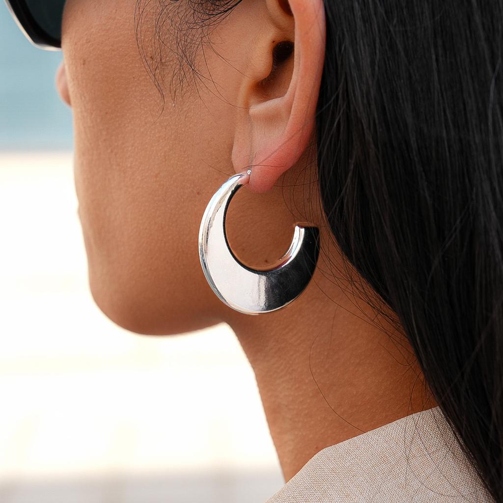 Simple Geometric C-shaped Smooth Steel Needle Stud Earrings Eco-friendly Earrings