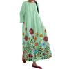 ZANZEA Women Casual Floral Print Loose Rouns Neck 3/4 Sleeve Long Dress